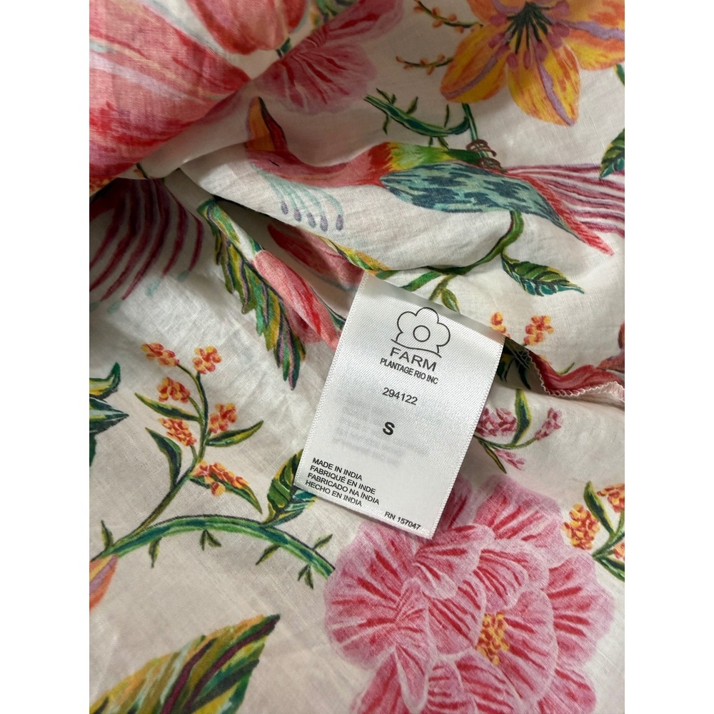 Farm Rio Women Tropical Floral Toucan Tiered Halter Maxi Dress Multicolor Small - Picture 8 of 14